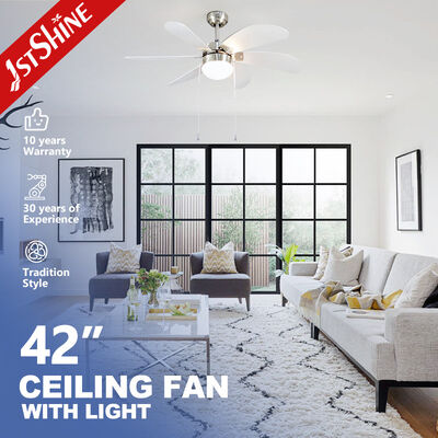 Buon prezzo Ventilatore da soffitto moderno a 42 pollici della catena di tirata di 6 pale del MDF con luce In linea